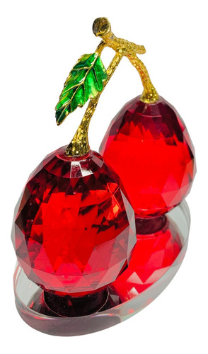 Figura Dos Peras Rojas Facetadas Vidrio Cristal 9 Cm