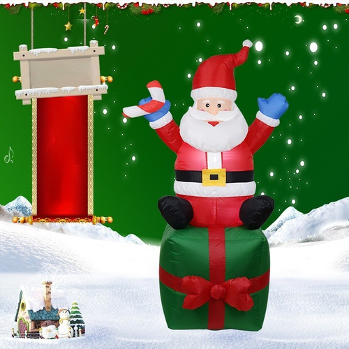 Bolsa De Regalo Inflable Con Santa Claus Luminoso