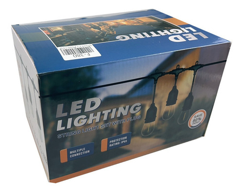 Guirnalda Led 10 Metros Panel Solar Con 10 Ampolletas Led Luces Cálida