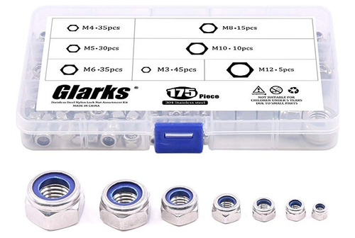 Glarks Corona 175pcs Kit Métrica De Acero Inoxidable 304 De 