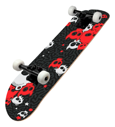 Patineta Musa Skateboards Calaveras Con Llanta Blanca 31x8 Pulgadas Madera De Maple Para Trucos Regulares Y Avanzados Solo Pam