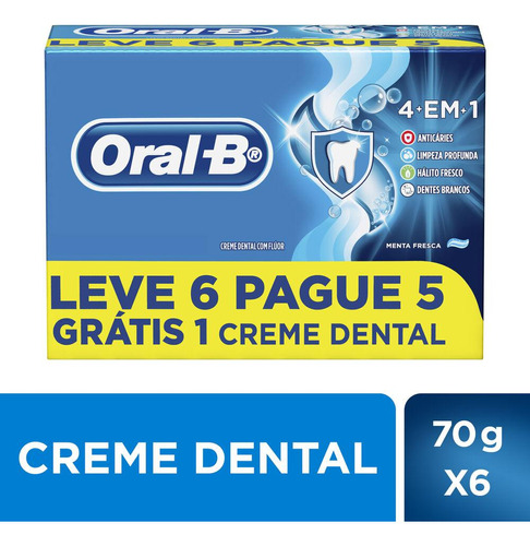 Creme Dental Oral-b 4 Em 1 - 70g Leve 6 Pague 5