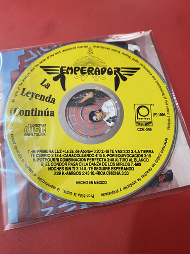 Grupo Emperador - La Leyenda Continua - Sin Caja - Cd Disco (Usado)