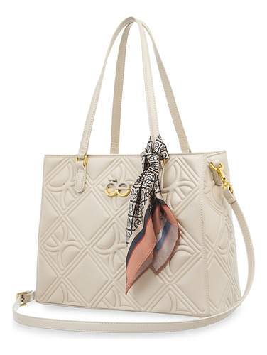 Bolsa Satchel Cloe Yaxim Grande Color Beige