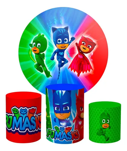 comprar Capas Painel De Festa Redondo+trio Cilindro Pj Herois Masks
