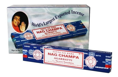 Incienso Nag Champa Sai Baba Importado Caja Con 12 Paquetes