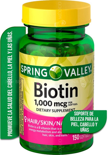 Spring Valley Biotina 1,000 Mcg 150 Softgels 