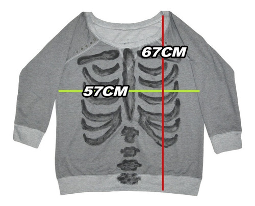 Imagen 6 de 6 de Buzo Rustico Bones Esqueleto Calavera Tachas Cuello Bote