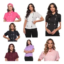 Comprar Dolmã Chef Feminina Em Oxford Manga Curta Celine