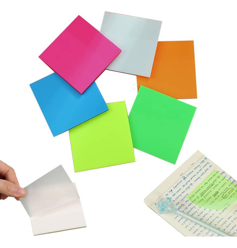250 Notas Adhesivas Post It Transparente En 5 Colores