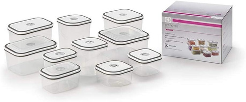 Conjunto 10 Potes Herméticos Com Tampa Easy-open Electrolux Cor Transparente
