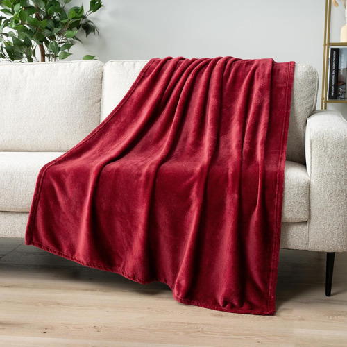 Frazada Manta Plush Flannel 240 X 190cm Térmica Ultra A Soft Bordó Liso