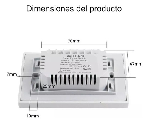 Zemismart Interruptor Inteligente Simple Sin Neutro Zigbee