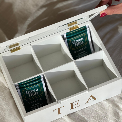 Caja De Te 6 Divisiones - Organizador Saquitos Blanco