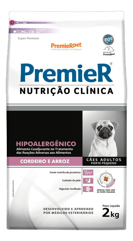 Ração Premier Clínica Hipoalergênico Cães de Pequeno Porte Cordeiro e Arroz 2kg