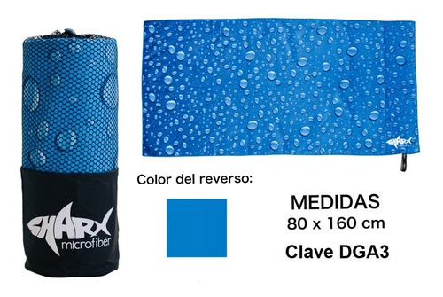 Imagen 1 de 7 de Toalla Microfibra Sharx* 80x160cm Gotas Azules Envío Gratis