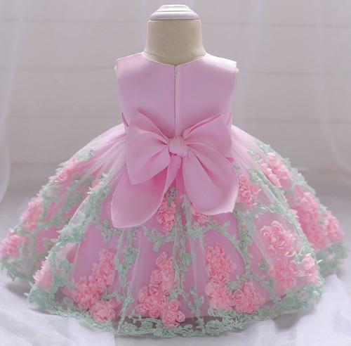 Imagem 4 de 10 de Vestido Festa Infantil Bebê Jardim Encantado Luxo Batizado