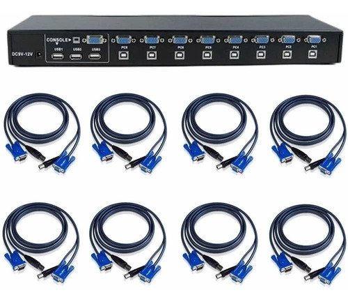 Switch Kvm 8 Portas Vga + 8 Cabos 1,50m