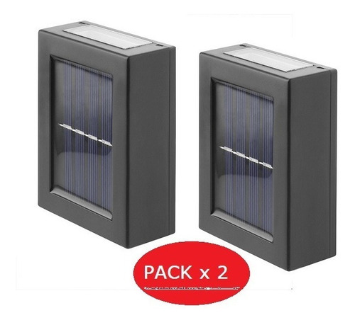 Pack X 2 Lampara Solar Led Aplique Exterior Ip65