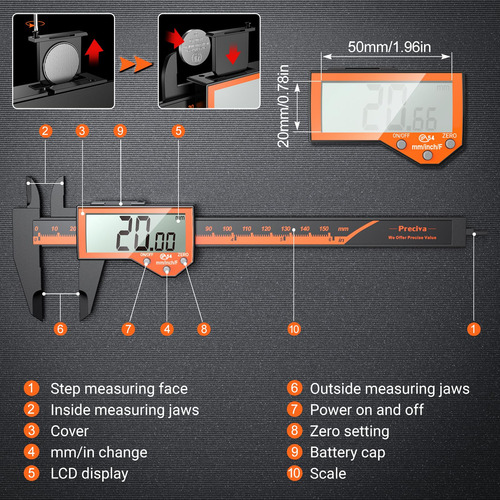 Calibre Digital Preciva 6 Pulgadas Pantalla Lcd Alta Precisi