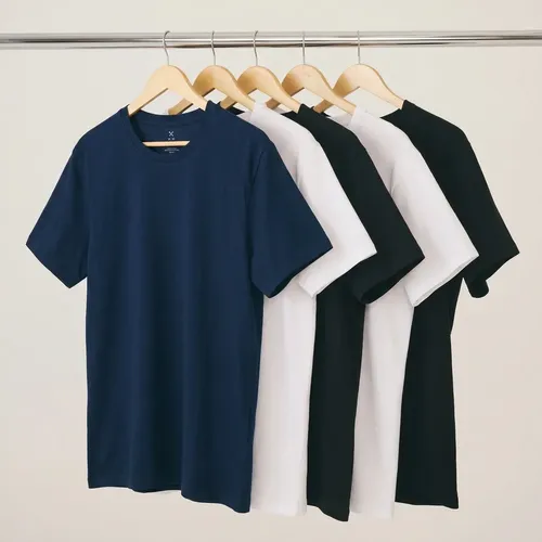 Kit 5 Camisetas Hering Dia A Dia Masculinas Básicas Original Preto - Azul - Branco Xg