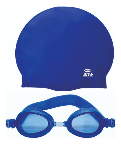 Kit Gorra Silicona Natación 500 + Antiparra Infantil Azul