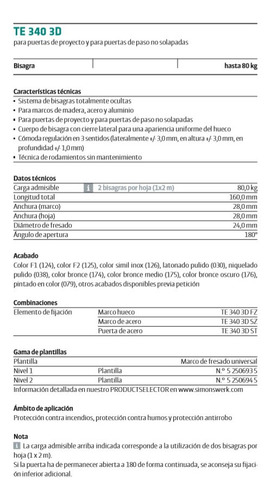 Imagen 3 de 3 de Bisagra Tectus Te 340 3d Negra