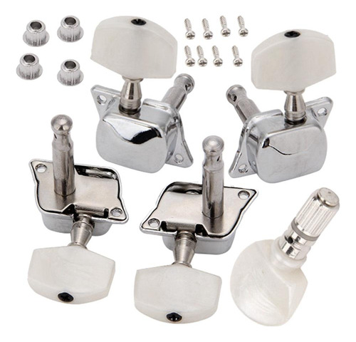 5 Piezas Banjo Afinación Clavijas Plateado Semi Cerrdos