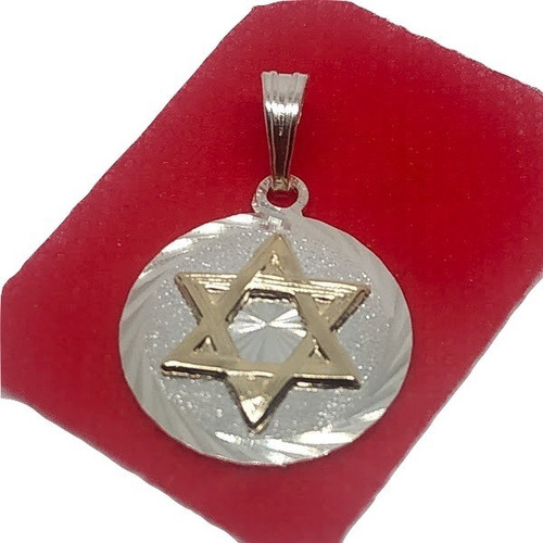 Dije Medalla Estrella De David En Plata Ley 925 Median 00089