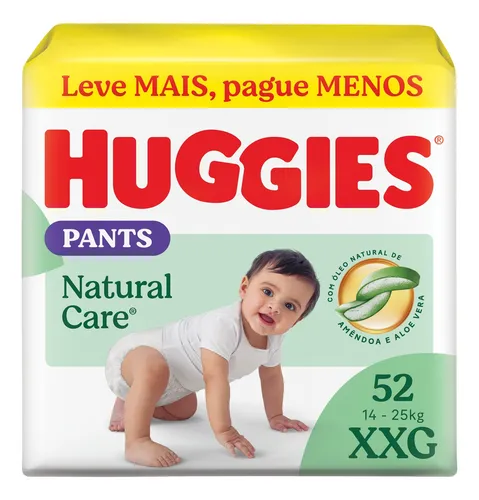 Huggies Fralda Pants Roupinha Premium Natural Care XXG - 52 Unida...