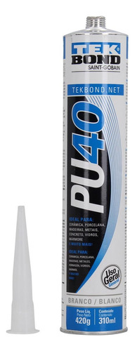 Sellador De Poliuretano Pu40 Color Blanco De 310 Ml / 420 Gr