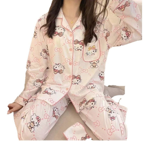 Pijama Japonés De Hello Kitty Para Primavera Y Otoño