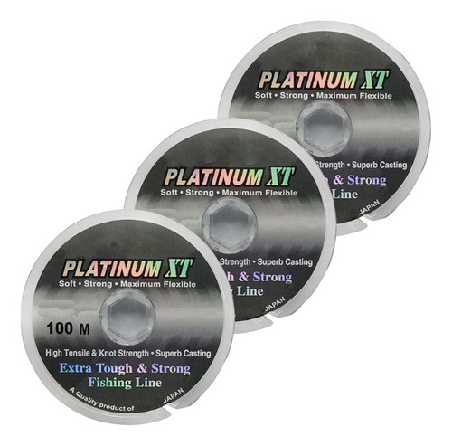 Kit C/ 3 Linhas Monofilamento Platinum Xt 0,30mm - 100m