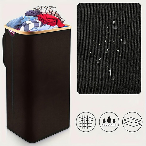Cesta Elegante Para Almacenamiento De Ropa Sucia Con Negro