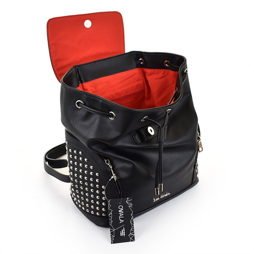Imagen 4 de 6 de Mochila Mujer Las Oreiro Cuero Sintetico Grande Tachas Dama