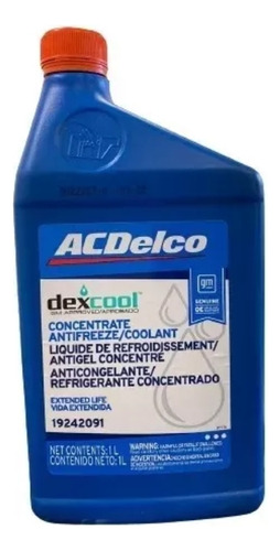 Anticongelante Naranja Concentrado Dex-cool Acdelco 1 Litro