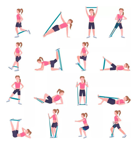 Kit 5 Faixa Elastica Treino Ginastica Pilates E Fisioterapia