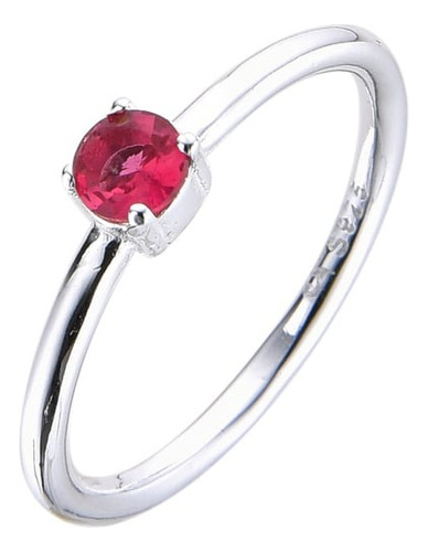 Anillo Punto Luz 4mm Fucsia En Plata 925