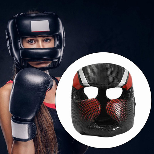 Casco De Boxeo Protección Completa Cubierta Facial Rojo S