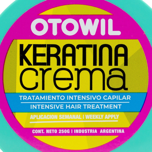 Imagen 4 de 5 de Otowil Keratina Crema Máscara Antifrizz Nutritiva X 250g