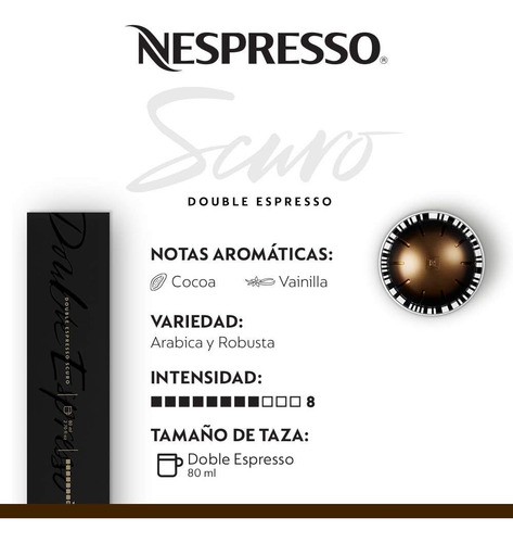 30 Cápsulas De Café Nespresso Vertuo Double Espresso Scuro