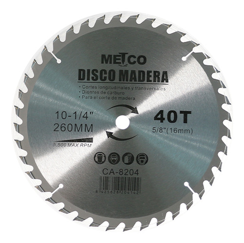 Disco Corte De Madera 10  X 1/4  40d