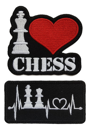 Parche Bordado Ajedrez Chess Rey Reina Linea De Vida X2 Unds