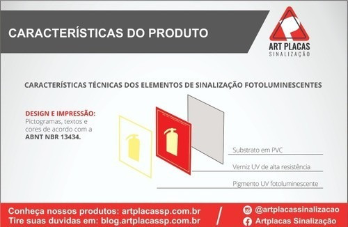 Kit 25 Placas Rota De Fuga Fotoluminescente Abnt