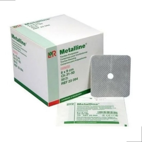 Kit C/10 Curativo Absorvente Metalline Traqueostomia 8 Cm
