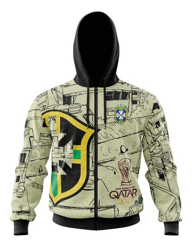 Campera Capucha Brasil Qatar 2022  Artemix Cc-0395