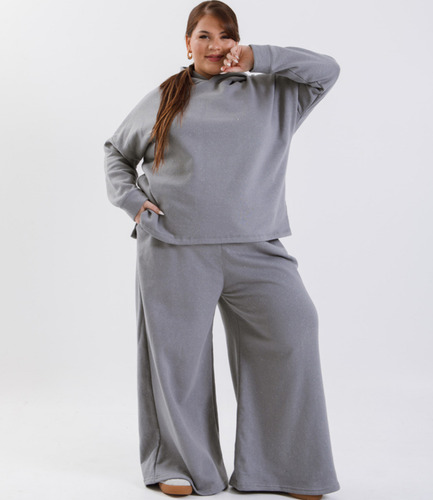 Conjunto Palazzo Y Buzo Frisado Liso Mujer Talles Especiales