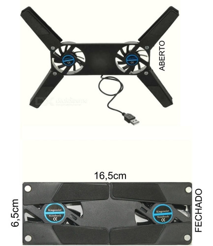 Base Suporte Cooler Duplo Usb Ajustável P Notebook Netbook