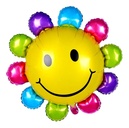 Globos Flor Smile Metálico 35 Cm. Mylar P/aire