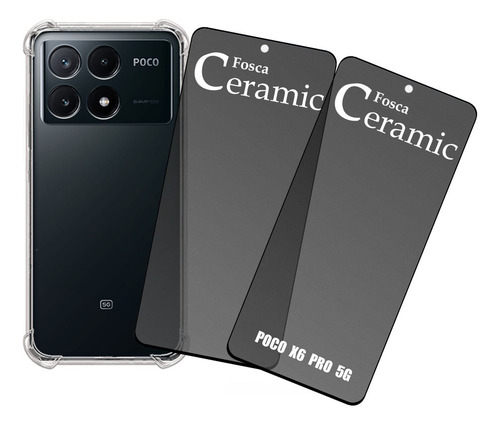 Kit 2 Películas Fosca Privativa + Capa P/ Xiaomi Poco X6 Pro
